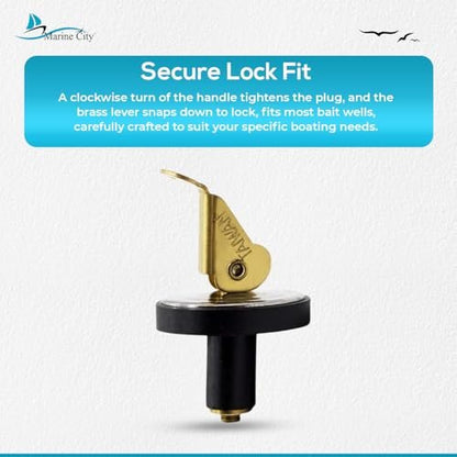 Marine City 3/8” Brass Snap Lock Baitwell Plugs – Drain Plug (Pack of 2) Marine CIty