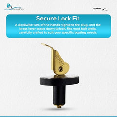 Marine City 3/8” Brass Snap Lock Baitwell Plugs – Drain Plug (Pack of 2)