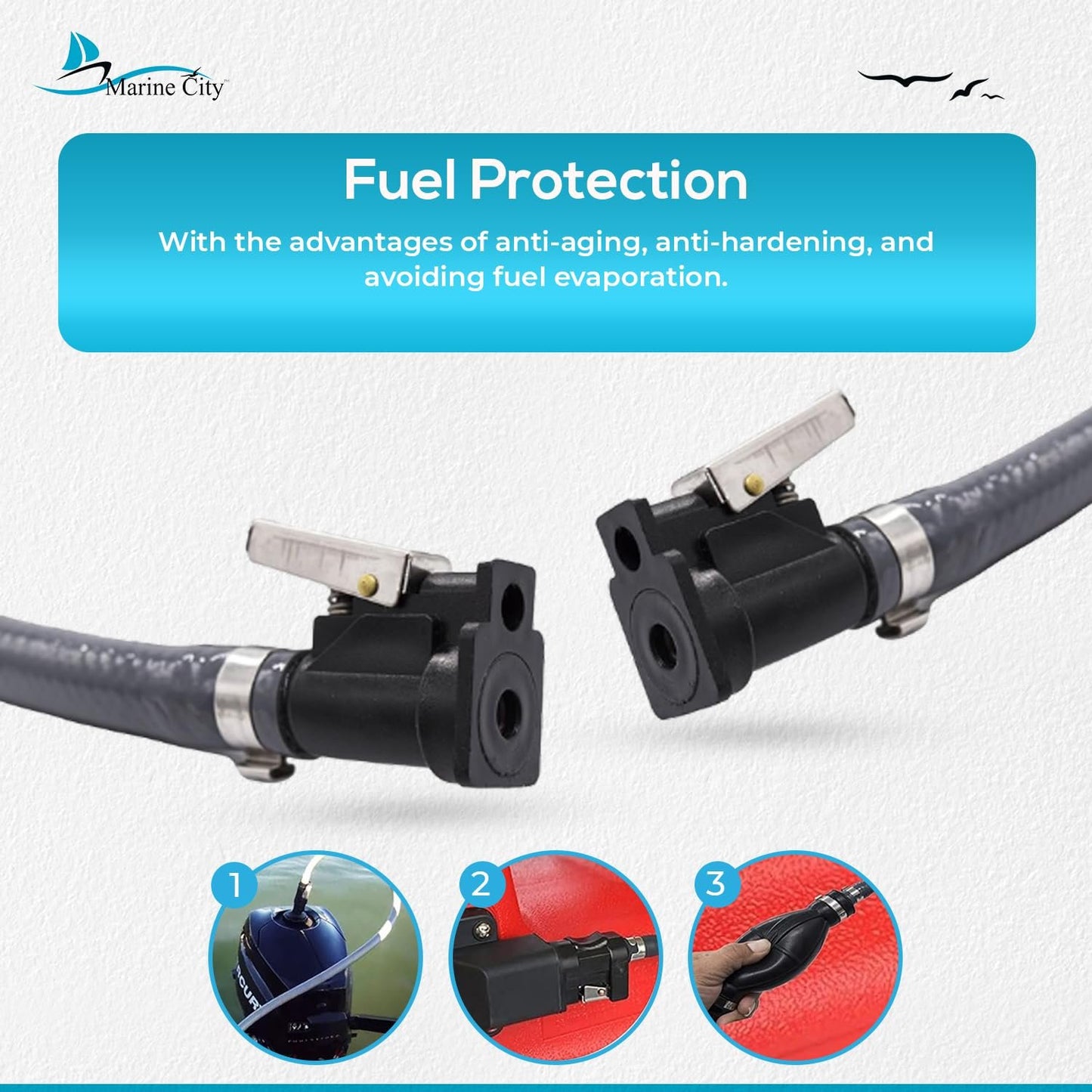 MARINE CITY Boat Heavy-Duty Fuel Line Assembly 8.8 FT Marine Outboard Fuel Hose