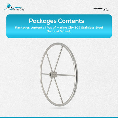 Marine City 304 Stainless Steel Sailboat Wheel 24-Inch - 6.5” Spokes,7/8” Rim