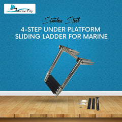 Marine City Stainless Steel 4-Step Under Platform Telescoping Boat Ladder