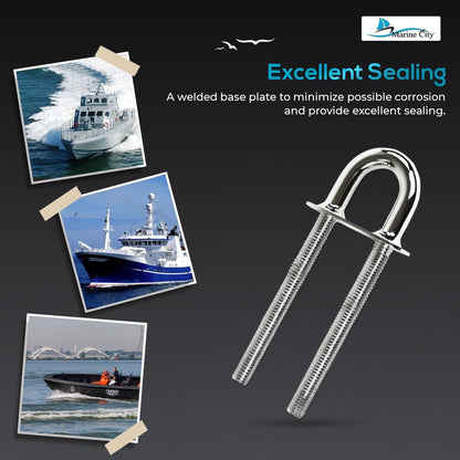 Marine City 304 Stainless Steel Stern Bow Eye Tie Down U-Bolt – 8 x 5/8 Inches Marine City Hardware