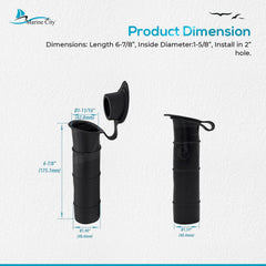 Marine City Black PVC Rod Holder with Cover – 6-7/8” Injection Molded Rod Holder
