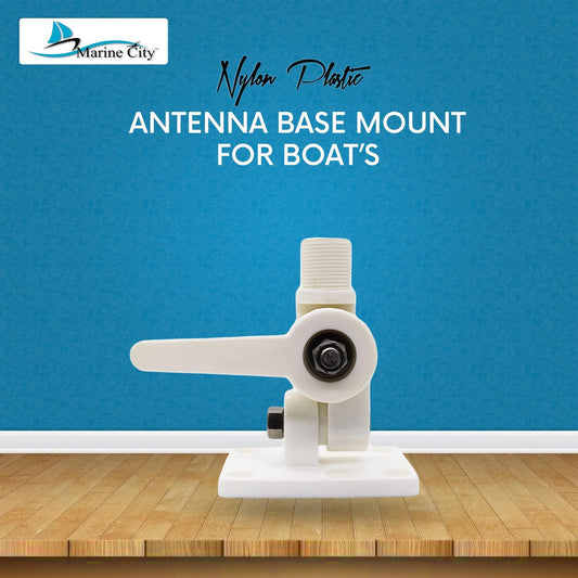 Marine City White Nylon Antenna Mount Heavy-Duty 1"-14 Thread Base, UV-Resistant Marine City