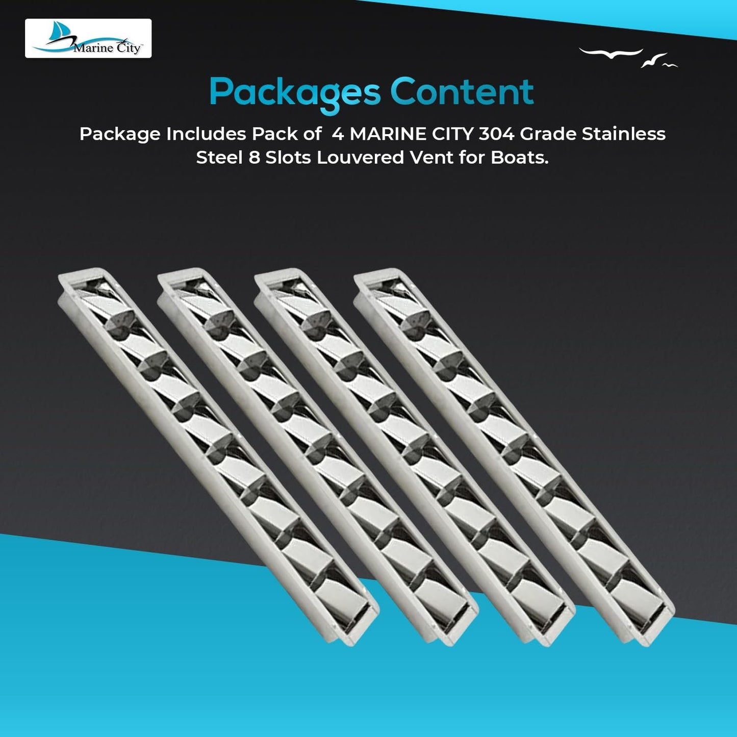 Marine City 8-Slot Louvered Vent – 304 Stainless Steel, Corrosion-Resistant Marine City Hardware