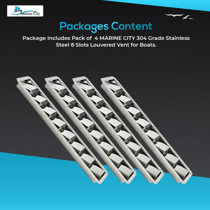 Marine City 8-Slot Louvered Vent – 304 Stainless Steel, Corrosion-Resistant Marine City Hardware