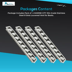 Marine City Ventilación con rejilla de acero inoxidable con 8 ranuras, 16-13/16” × 3” × 1-1/4” (2 piezas) 
