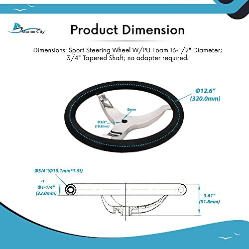 MARINE CITY 3-Spoke Steering Wheel 13-1/2” 316 Stainless Steel with PU Foam Grip