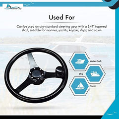 Marine City 13.5” Black Anodized Aluminum Sports Steering Wheel with Knob