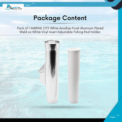 Marine City Adjustable Fishing Rod Holder 10” x 1-1/2” – White Anodized Aluminum