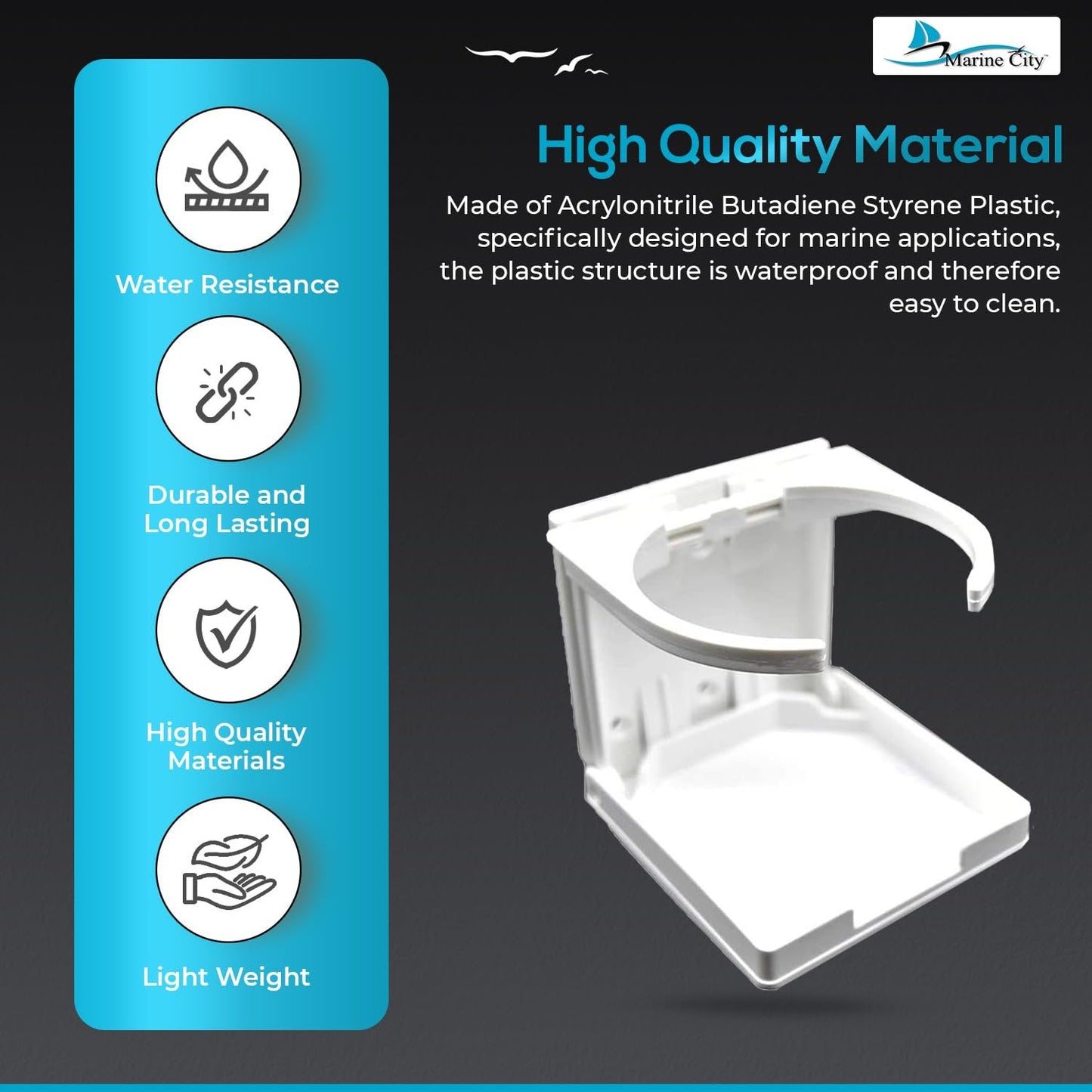 Marine City White Adjustable Folding Cup Holder – ABS Plastic (Pack of 2) Marine City Hardware