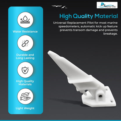 MARINE CITY Universal Boat Speedometer Kick-Up Pitot Tube – 80 MPH Speed Gauge Marine City Hardware