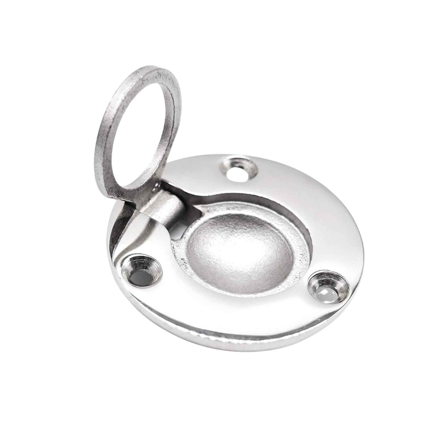 MARINE CITY 316 Stainless Steel Round Flush Boat Hatch Lift Ring – 3-Point Fix