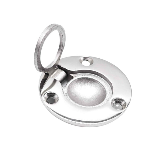 MARINE CITY 316 Stainless Steel Round Flush Boat Hatch Lift Ring – 3-Point Fix