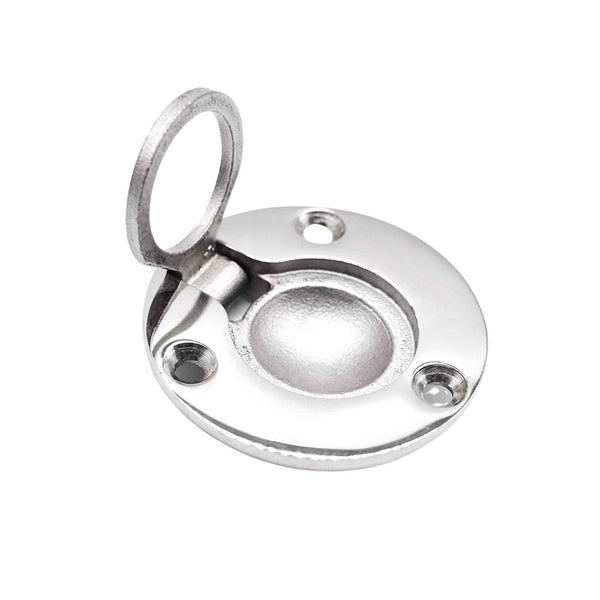 MARINE CITY 316 Stainless Steel Round Flush Boat Hatch Lift Ring – 3-Point Fix