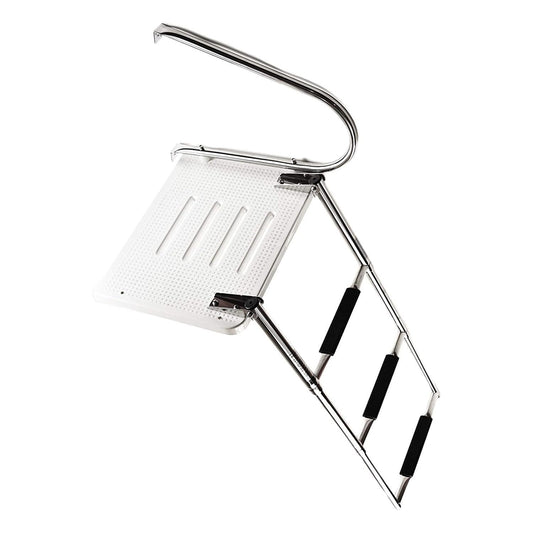 Marine City 304 Stainless Steel 3-Step O/B Swim Platform Telescoping Boat Ladder Marine City