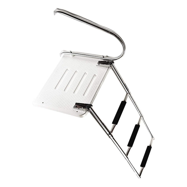 Marine City 304 Stainless Steel 3-Step O/B Swim Platform Telescoping Boat Ladder