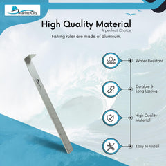 Marine City 18-Inch Aluminum Fishing Ruler – Durable Mount Fish Measuring Tool