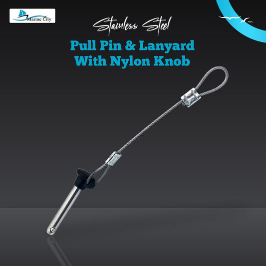 MARINE CITY Pull Pin & Lanyard with Nylon Knob – 3/16" Stainless Steel (2 Pcs) Marine City Hardware