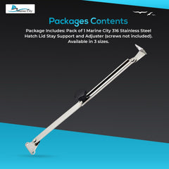 Marine City 316 Stainless Steel Hatch Support and Adjuster 10” to 18” (Large: 10” to 18”)