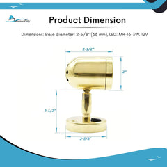 Marine City Brass Swivel Head Cabin Reading LED Light – Adjustable MR16-3W, 12V