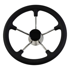 Marine City 13-1/2 inches Boat Stainless Steel Steering Wheel with Black Foam Grip (Diameter: 13-1/2 inches)