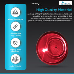Marine City Stainless Steel Red LED Ring Cup Holder with Center Drain (2 Pcs)