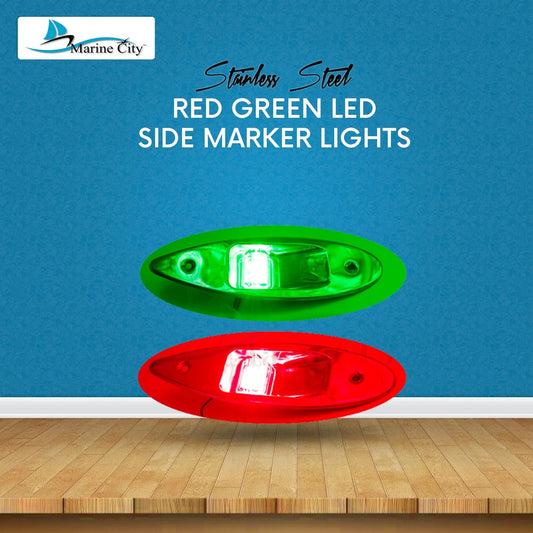 Marine City 12V Flush Mount LED Navigation Lights – Red & Green (A Pair) Marine City