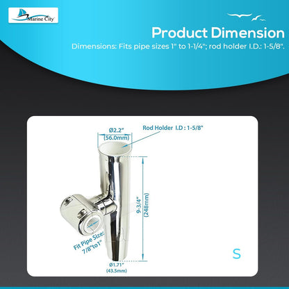 Marine City Adjustable Fishing Rod Holder – 304 Stainless Steel Clamp-On
