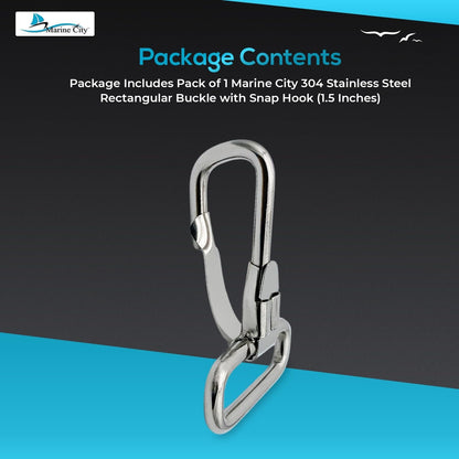 Marine City Stainless Steel Rectangular Buckle with Snap Hook – Heavy-Duty MARINE CITY