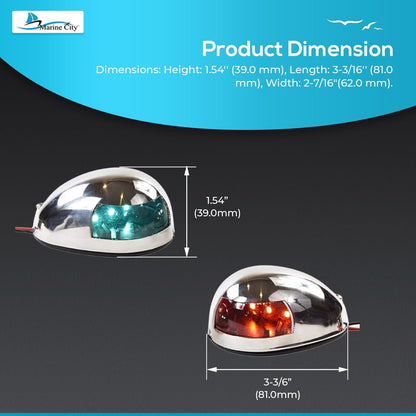 Marine City LED Navigation Side Lights – Stainless Steel, Waterproof & Corrosion