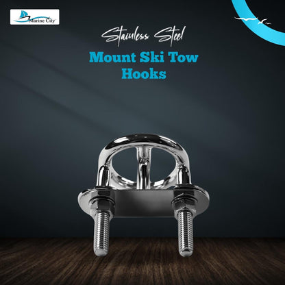 MARINE CITY Ski Tow Hook, Stainless Steel, Mirror-Polished, 3/8 × 2-1/2” (2 Pcs) Marine City