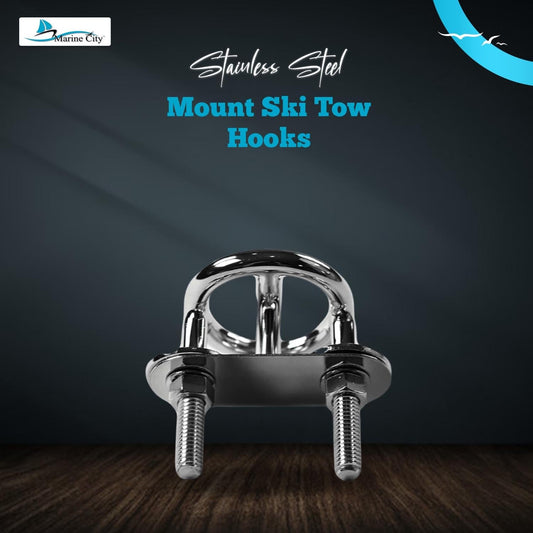 MARINE CITY Ski Tow Hook, Stainless Steel, Mirror-Polished, 3/8 × 2-1/2” (2 Pcs) Marine City