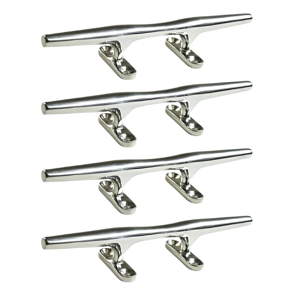 Marine City 316 Stainless Steel Deck Mooring Open Base Cleat 8 Inches (4 Pcs)