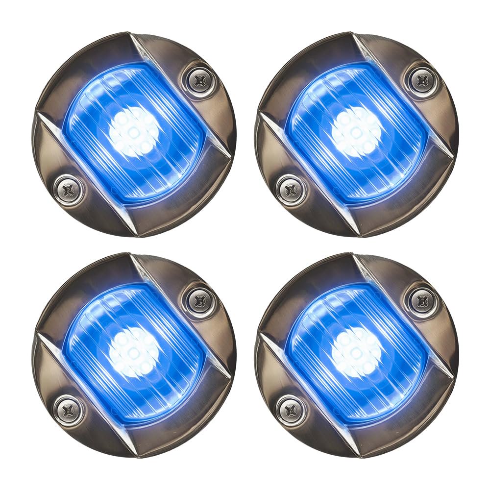 Marine City Acero inoxidable impermeable 3 pulgadas montaje empotrado precaución LED azul (12 V 18 W)