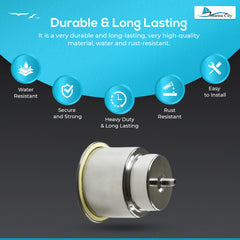 MARINE CITY Portavasos/bebidas empotrado de acero inoxidable 304 con tubo de drenaje de 3/8