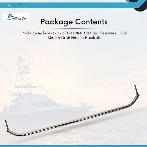Marine City 30” Stainless Steel Oval Tube Boat Handrail with Flange & Studs MARINE CITY