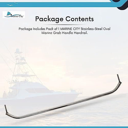Marine City 30” Stainless Steel Oval Tube Boat Handrail with Flange & Studs MARINE CITY