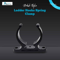 MARINE CITY Black Nylon Ladder Hooks–Spring Clamp Pole Storage Clips (Pack of 2)
