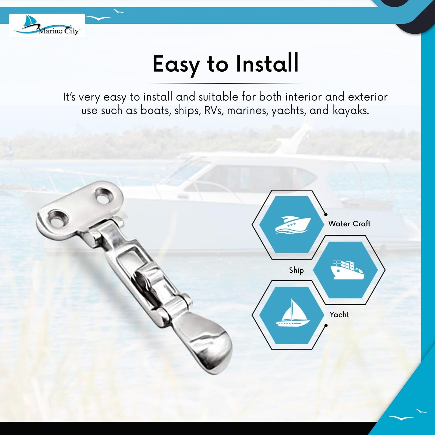 MARINE CITY Locker Hatch Anti-Rattle Toggle Latch – 316 Stainless Steel Marine City