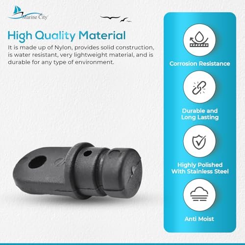 Marine City Black Nylon Bimini Top Eye End Cap – Round Inside Eye (4 Pcs) Marine City Hardware