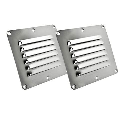 Marine City 304 Stainless Steel Rectangle Stamped Louvered Vent – (Pack of 2) Marine City Hardware