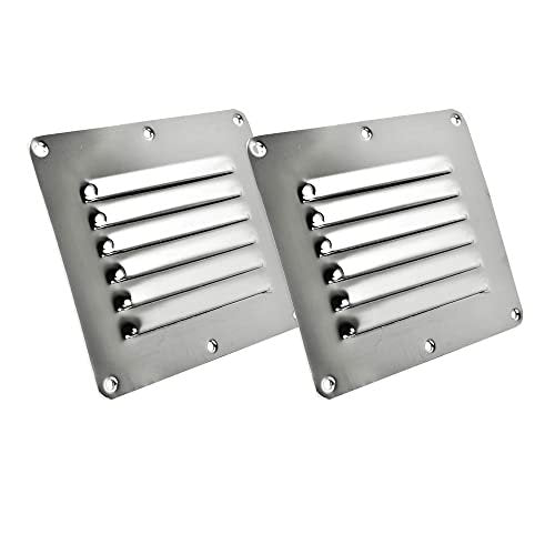 Marine City Stainless-Steel 4-1/2” × 5” Rectangle Stamped Louvered Vent (2pcs)