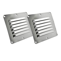 Marine City Stainless-Steel 4-1/2” × 5” Rectangle Stamped Louvered Vent (2pcs)