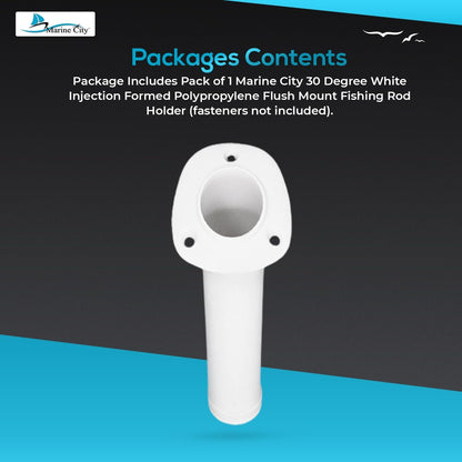 Marine City 30° White Flush Mount Fishing Rod Holder – 9-1/2” Polypropylene MARINE CITY