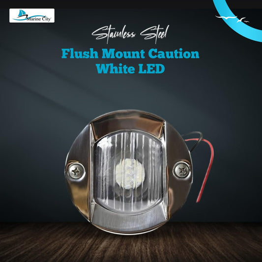 Marine City Flush Mount White LED Caution Light 18W, Stainless Steel (Pack of 2)