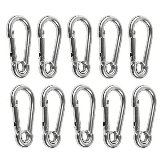 Marine City Stainless Steel Carabiner Clip Snap Hook with Ring 3-1/2” (10 Pcs)