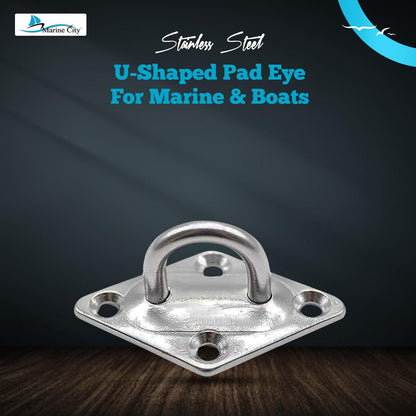 Marine City U-Shaped Pad Eye – Polished Stainless Steel, 2-3/8 x 1-1/2"