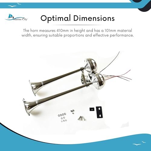 Marine City Stainless Steel Twin Horn Set – High & Low Tone, 465mm, Dual Tone