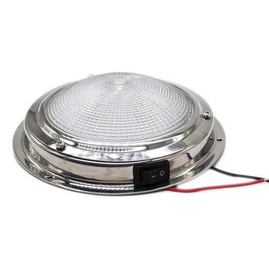 Marine City 304 Stainless Steel LED Dome Light 4” Lens, 12V, 3W, Water-Resistant Marine City
